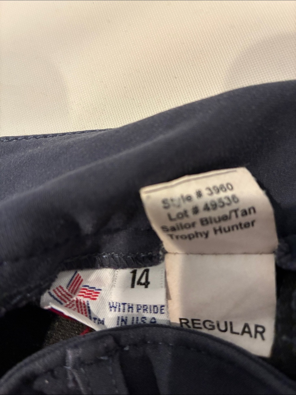 The Tailored Sportsman Riding Breeches Size 14 Navy Knee Patch Equestrian - Picture 15 of 15